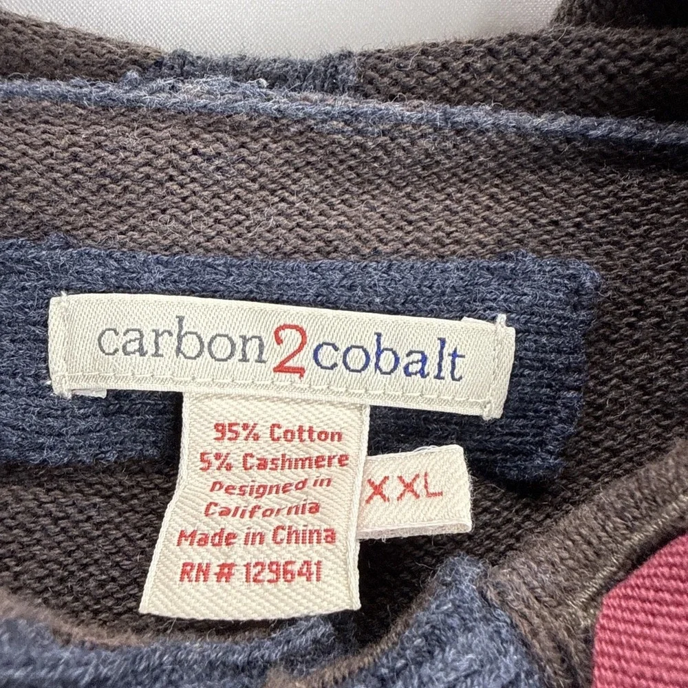 Carbon2Cobalt‎ Mens Cotton Cashmere Knit Hoodie Sweater Size XXL 2XL Blue Gray